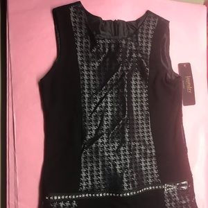 Laundry shelli Segal dress black crystal zipper houndstooth vintage y2k girls